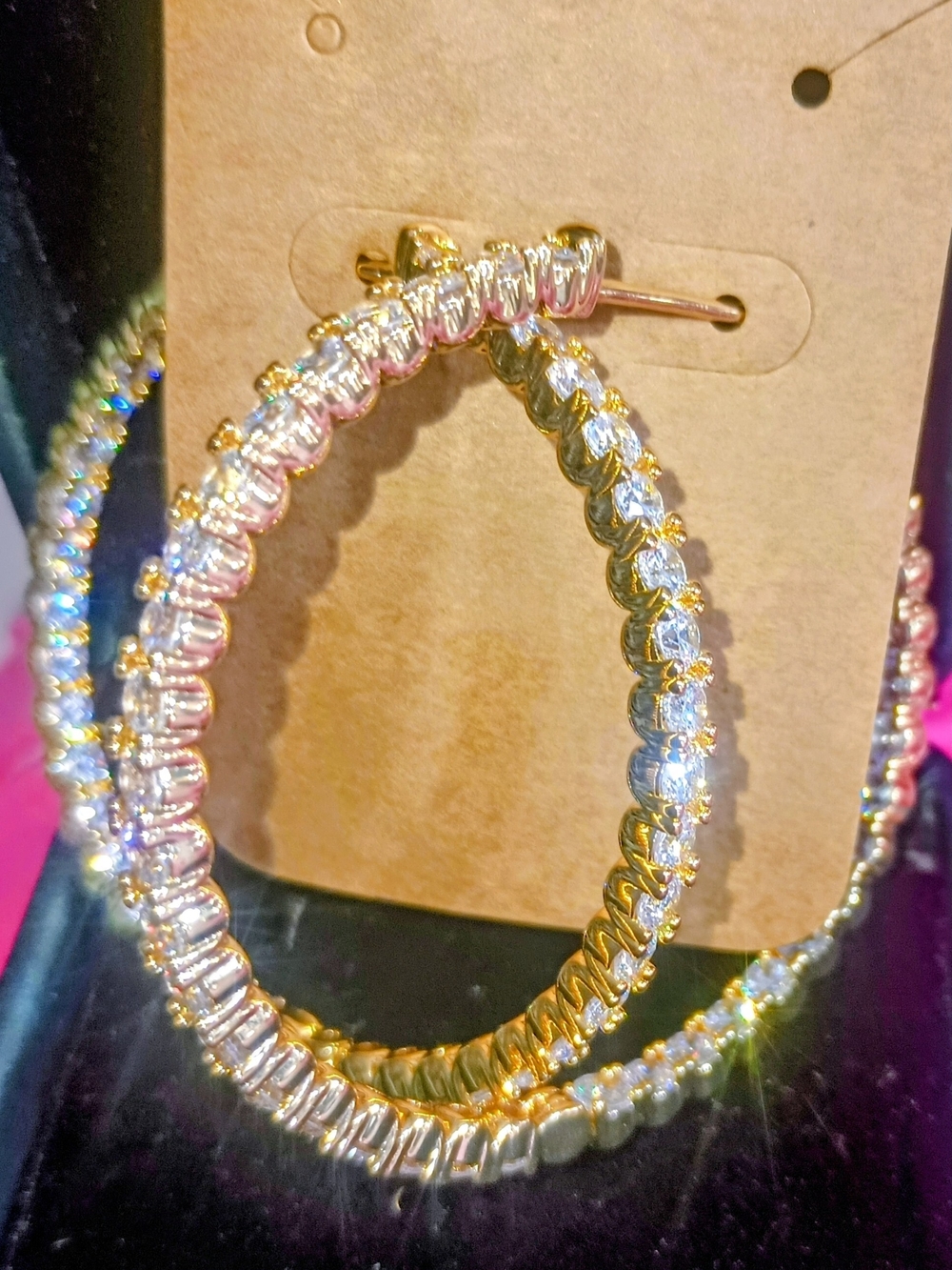 Gold Crystal Hoop Earrings - Women Jewelry